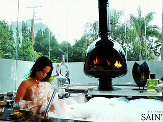 Dark Haired Beauty Brandy Aniston Rubs Her Shaved Pussy in the Bathtub