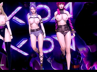 [MMD] Stellar - Marionette Ahri Akali Kaisa Evelynn Seraphine League Of Legends Striptease KDA Popstar 4K 60FPS