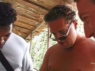 Blonde chicks ass fucked in an interracial orgy