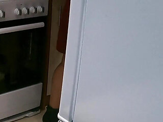 Stepmom in Kitchen Said No Sex! - Allows Stepson Only Jerking off & Cumshot on Her Fat Ass