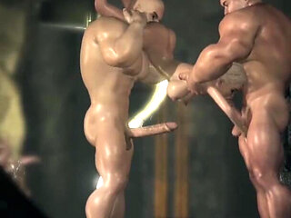 Young fashion girl captive gets fucked hard by big monsters in the dark dungeon