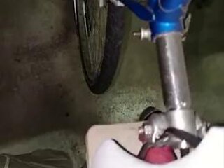 Master Ramon pisses and fucks a bicycle saddle mercilessly and squirts his divine sperm out of his hot cock