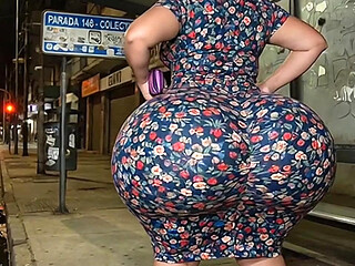 Big Ass Mature Stepmom Waiting for the Bus in Floral Dress