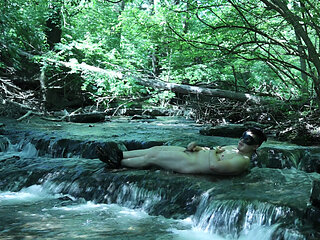 Flexing by the Waterfall, Trying to Sneak a Little Private Moment