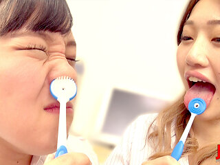 Japanese Airu Hashino Puts Her Breath and Tongue Inside Seira Hoshisaki's Nose