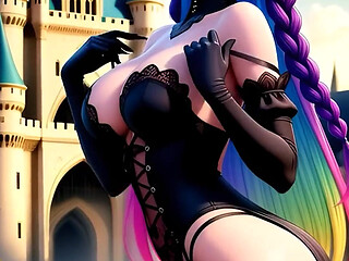 Hentai Gothic Girls with Dyed Hair Showing off Their Big Tits 2