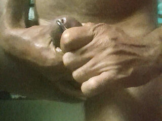 Pierced cock shooting thik cum