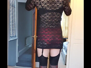 Teasing away in my tight lace dress