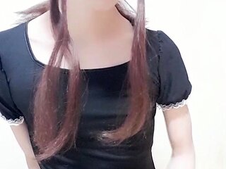 Blonde tranny shemale solo masturbation