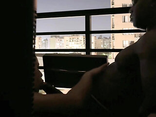 Good blowjob on the balcony with my best friend's boyfriend's cock  -amateur couple- nysdel
