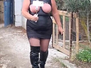 Set021 Walking Around with My Tits Out and Bound with Straps