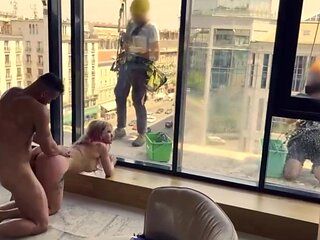 Anal Pissing, Fucking In Front Of Windows Cleaners