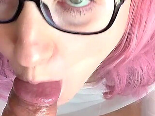 A Girl in White Tights Passionately Fucks and Sucks!