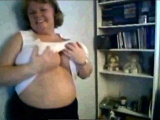 Big Beautiful Mature Nancy Plays with Her Big Tits on Webcam