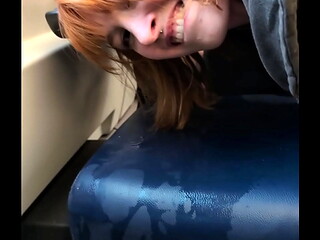 Pixie Pink Public Pissing and Squirting in a Busy Train During the Day