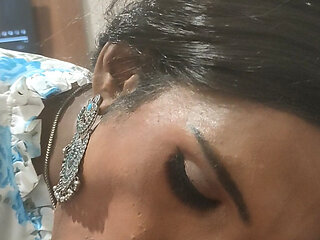 Indian sissy crossdresser sucking boyfriends hard cock