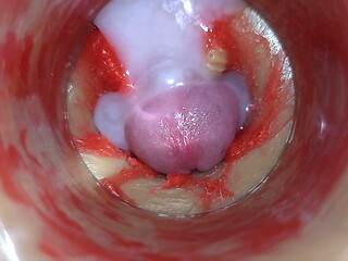 Camera Inside Deep Pussy Captures Very Huge Ejaculation of Sperm ASMR