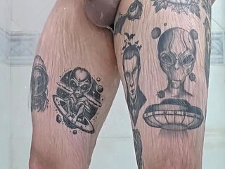 Chubby Was Caught Jerking off in the Shower