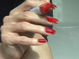 Slave Marking with Pen, Beautiful Red Fingernails, Lady Victoria Valente