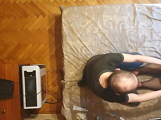 Man opens a girl'_s anal hole
