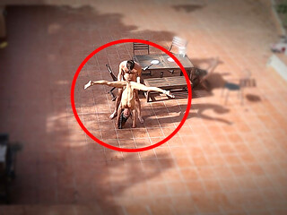 Couple Playing and Fucking in the Courtyard, Outside