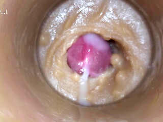 Extreme close up! Injecting a large dose of sperm pussy toy Camera 4k