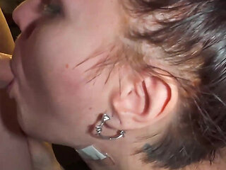 Goth Girlfriend Gives Deepthroat Blowjob and Gets Facial