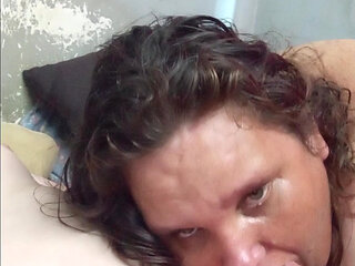 Stacy sucks two cocks ( vibrator) at same time and get pink vibrator in pussy