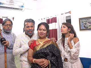 Sasurji and Sasurji's Friend Congek on the Four of Them with His Two Shoulders When They Are Alone in a Full Movie House (hindi Audio)
