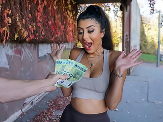 Exotic-Looking British Babe Takes a Wild Ride for Cash