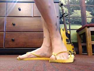 Yellow flip flops