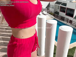 French amateur Maevaa Sinaloa gets her tight pussy filled with cum in Airbnb - creampie and big tits action