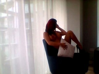 Big tit amateur brunette fucks a dildo close up and hardcore