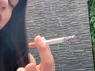 Hot Smoking Girl Brunette Goddess Smoking Cigarette Lipstick