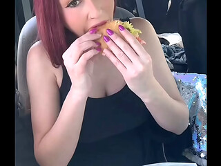 Italian Big tits Horny milf Artemisia Love eating in the car