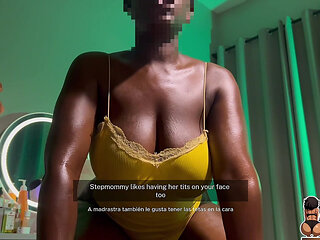 Horny Stepmom Shares Bed with Stepson, Lets Him Fuck Her Thick Thighs and Makes Him Cum Twice in Her Asshole