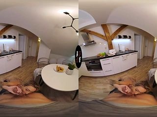 POV VR with busty blonde with fake tits & pierced