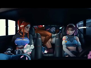 Party in the car from D.va, Brigitte, sombra, tracer