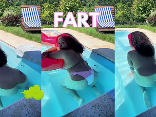 Naked Pool Farting Big Ass Bubbles Underwater Gas Fun Chubby Girl