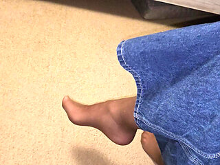 Nylon Stocking Foot Fetish And Jeans