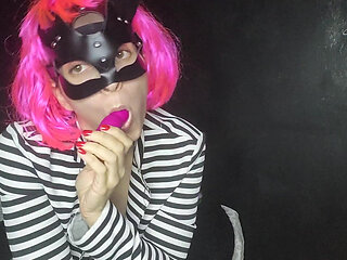 Come watch my big natural tits bounce as I masturbate in my pussy mask