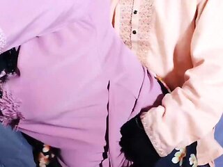 Muslim Hijabi Gorgeous Housewife Pulverizing with Neighbor - With Clear Bangla Audio