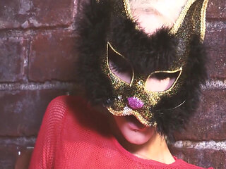 Naughty Kittens Scene-1 Busty Blonde Wearing a Cat Mask Fucking and Sucking in the Alley
