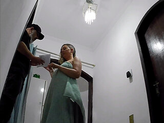 Playing naked in front of the delivery guy while my husband works.