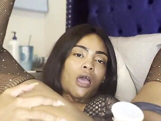 Ebony Dream in Black Lace: Slow Tease & Deep Stroke