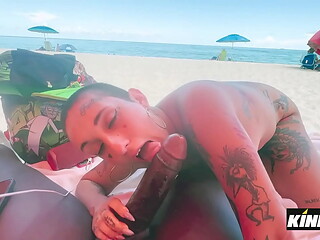 Welcome to Miami! Pornstar Gia Lovely Sucks Louie Smalls on a Public Beach at KingBBC