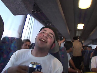 Wild orgy. Gangband for the blonde rock girl in the bus