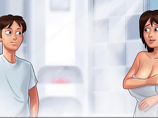 Step mom with huge tits gets nailed in the bathroom while gaming