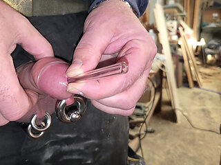 Squirting sperm through a glass tube