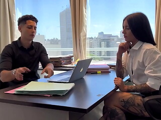 My slutty secretary seduces me and fucks me to avoid working